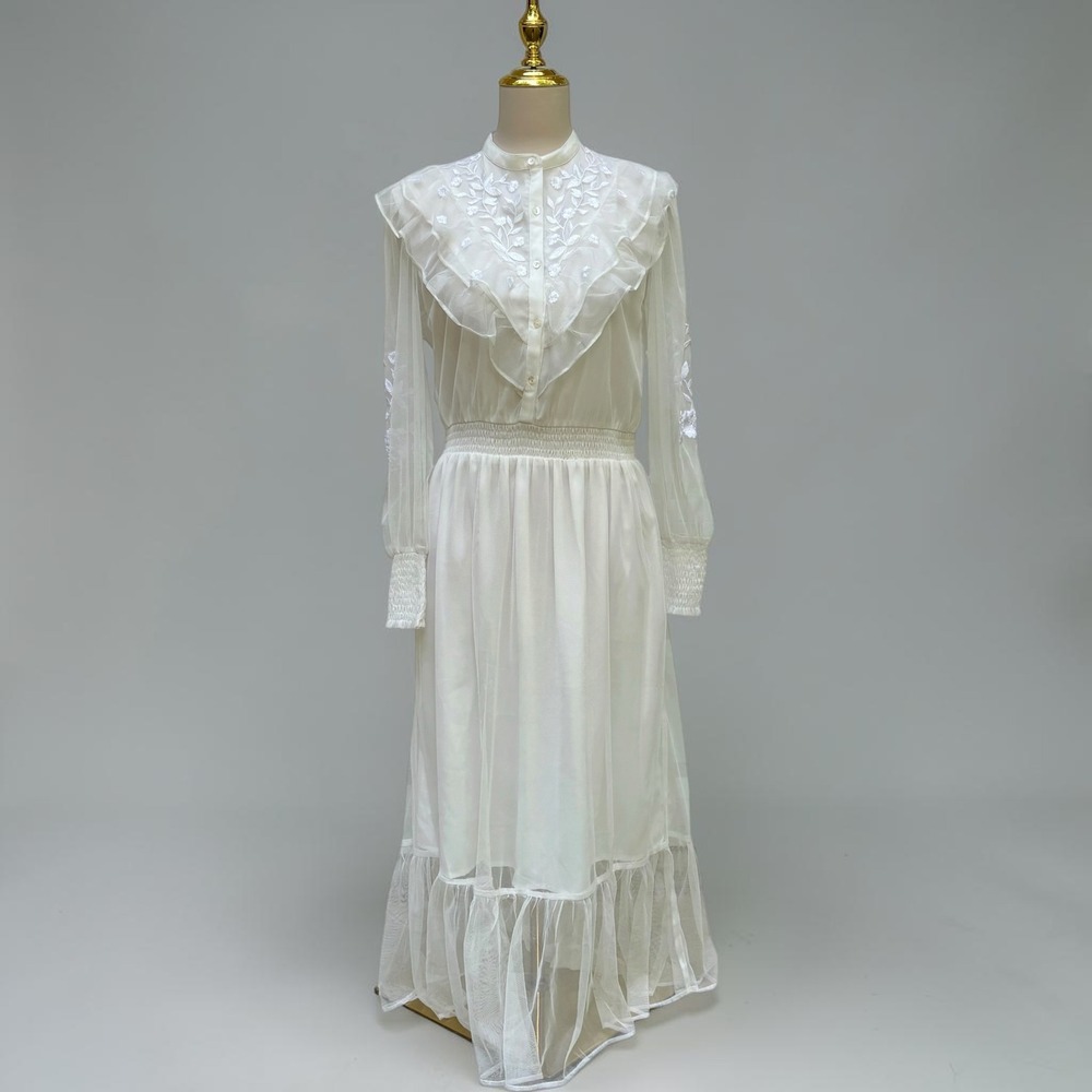 French Connection Dress S Ivory Floral Mesh Victorian Ethereal Bride Prairie